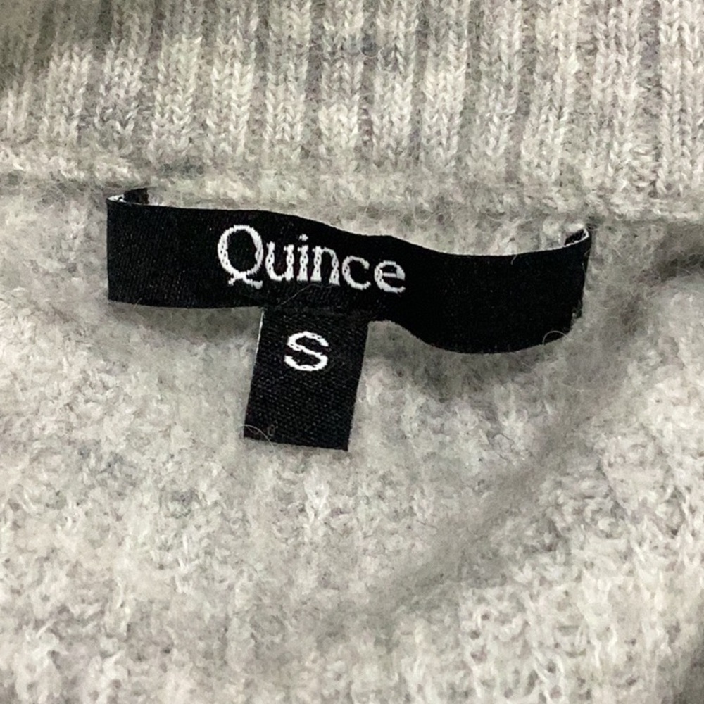 Quince Light Gray Alpaca Wool Quarter Zip Ribbed Sweater 3/4 Sleeves Size Small - Picture 6 of 8